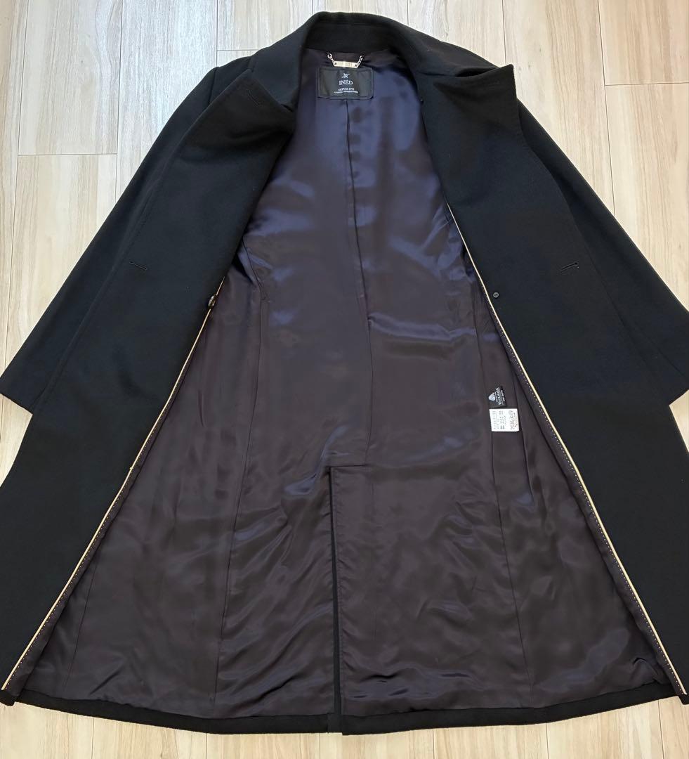 11号 イネドINED カシミヤ100%ラップコート 黒　冠婚葬祭 フォーマル