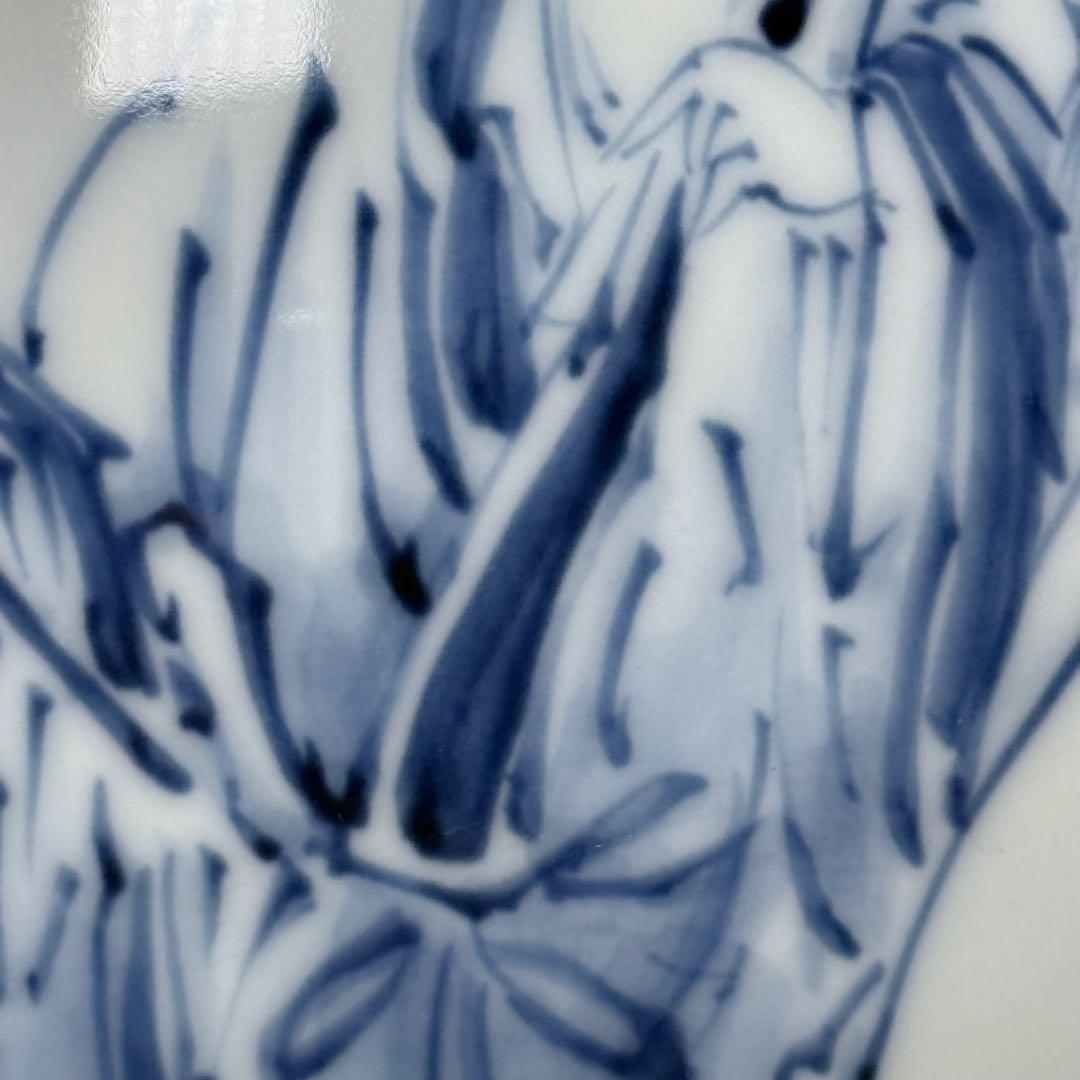 人間国宝　井上萬二　染付竹林賢人図花瓶　高32cm！　最高位大作　銘　萬二作