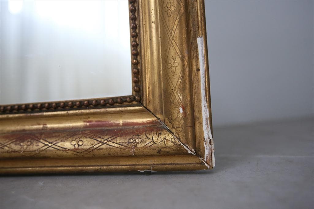 フランスアンティークルイフィリップ様式ミラー/姿見ウォールミラー鏡(68-152