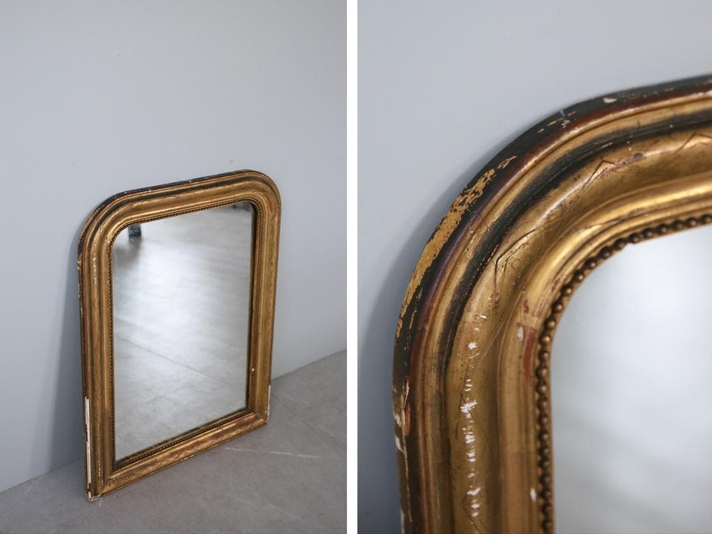 フランスアンティークルイフィリップ様式ミラー/姿見ウォールミラー鏡(68-152