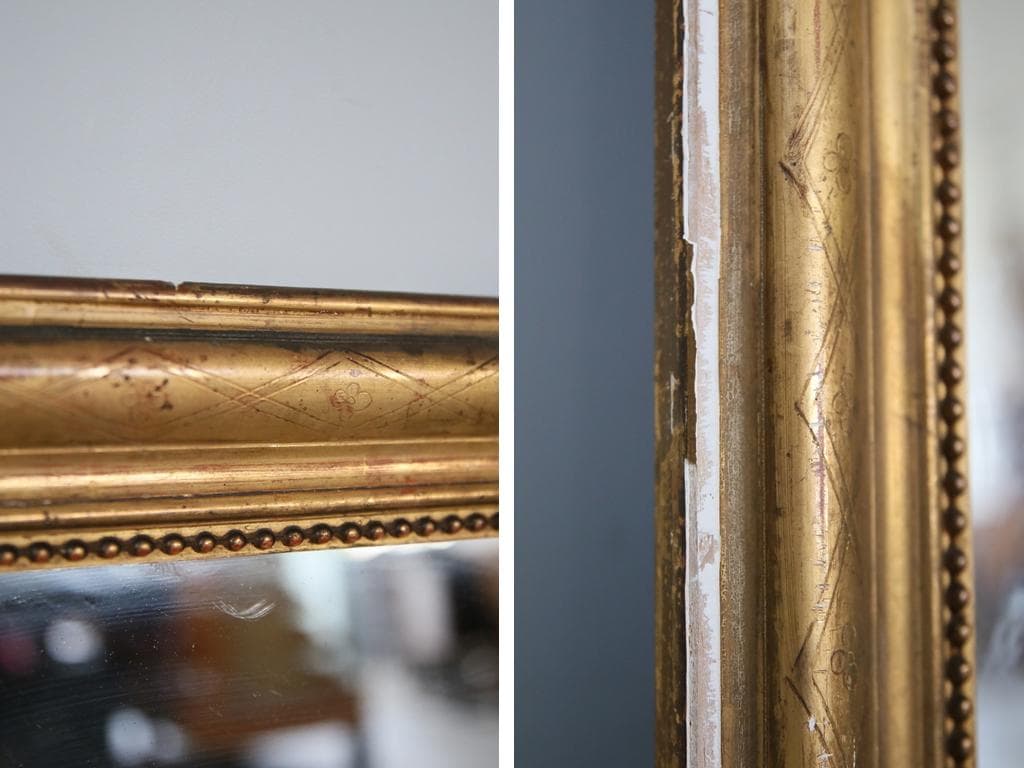 フランスアンティークルイフィリップ様式ミラー/姿見ウォールミラー鏡(68-152