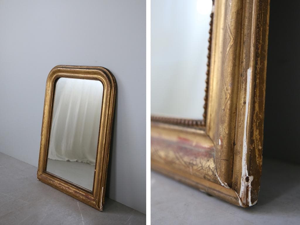 フランスアンティークルイフィリップ様式ミラー/姿見ウォールミラー鏡(68-152