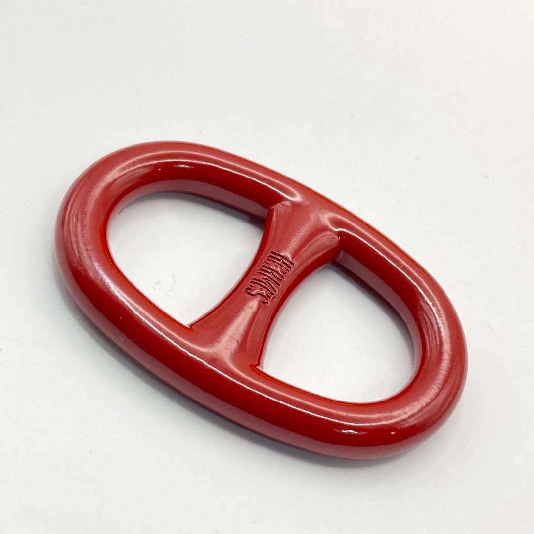 【美品】エルメス　シェーヌダンクル　スカーフリング　稀少色　レッド　ロゴ刻印