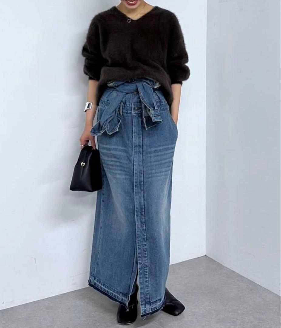 ラウンジドレス　新品タグ付き　ノーカラーデニムワンピース