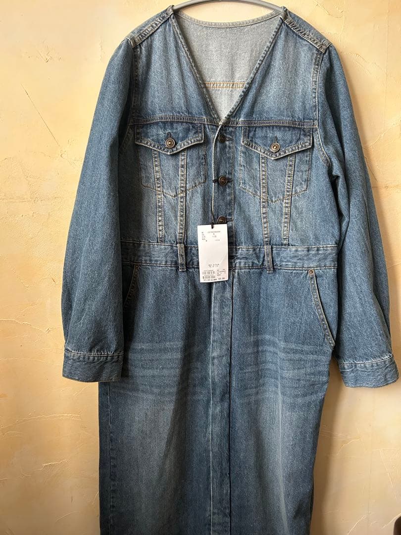 ラウンジドレス　新品タグ付き　ノーカラーデニムワンピース
