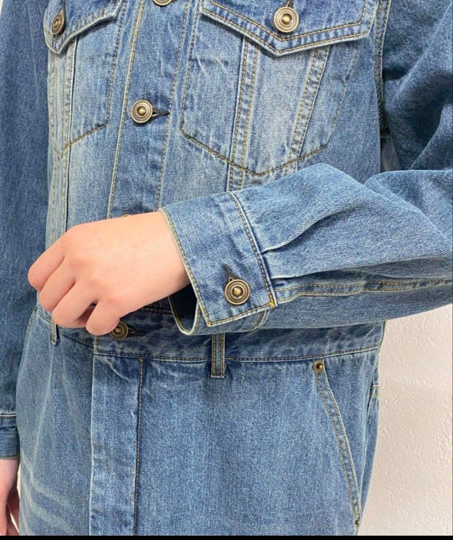 ラウンジドレス　新品タグ付き　ノーカラーデニムワンピース