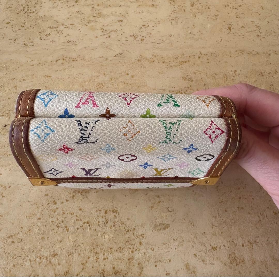 ルイヴィトン マルチカラー ポルトモネビエカルト クレディコンパクト白3折り財布