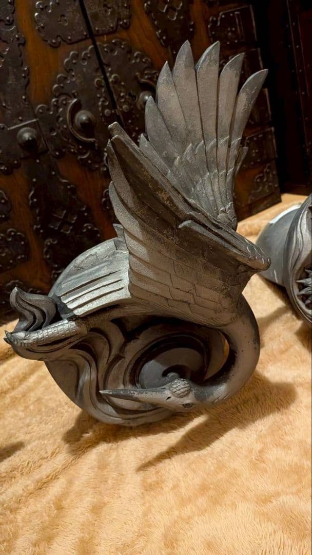 お*ん様 鬼瓦 棟飾り 飾り瓦 超希少品！鶴2羽、亀、鯉の 4点セット 縁起物