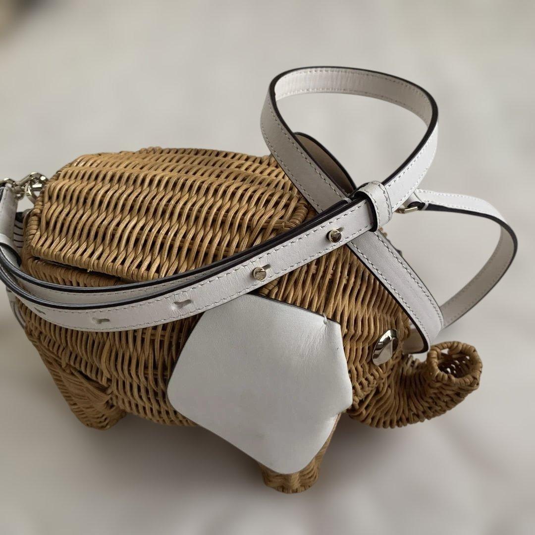 象の形 ラタン かごバッグ