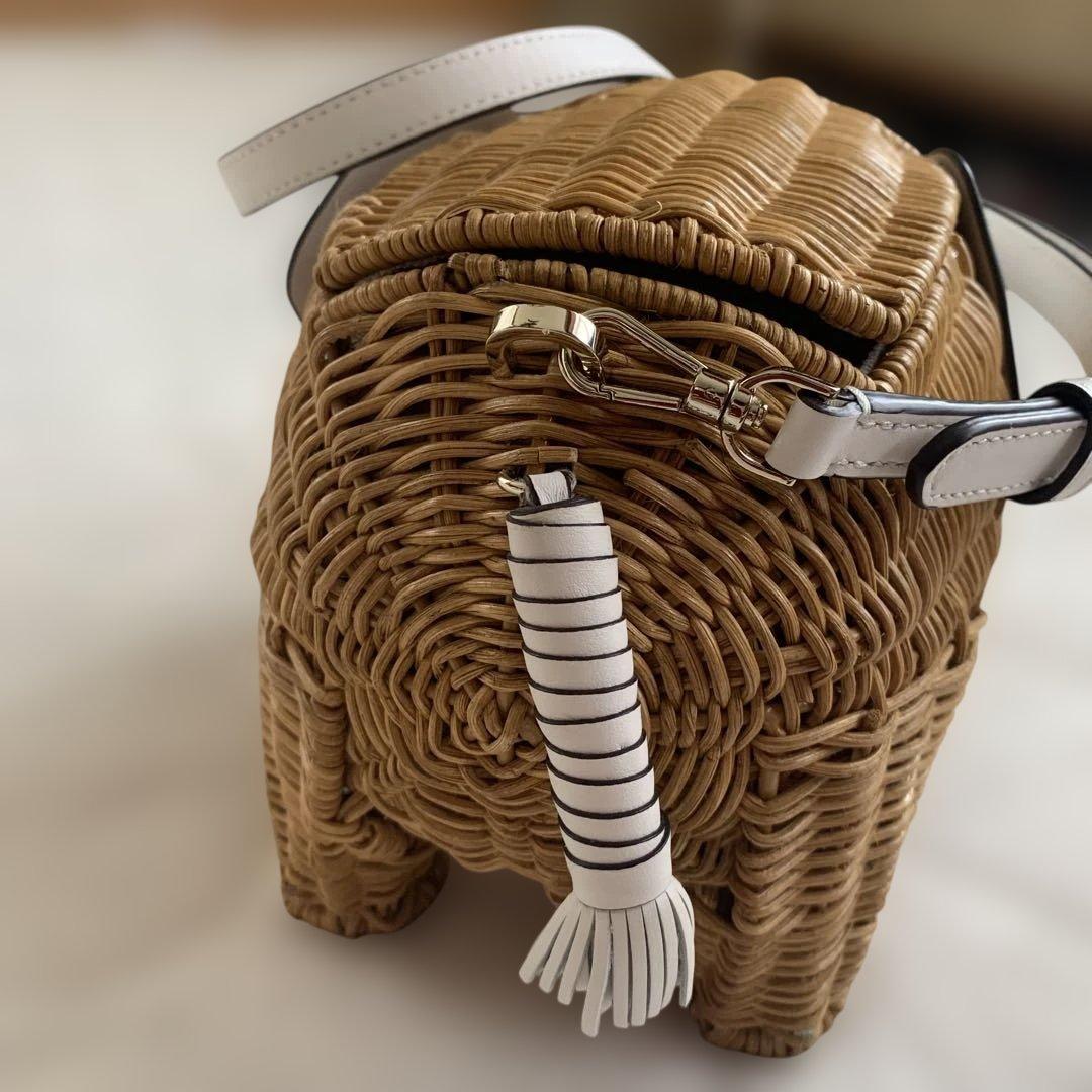 象の形 ラタン かごバッグ