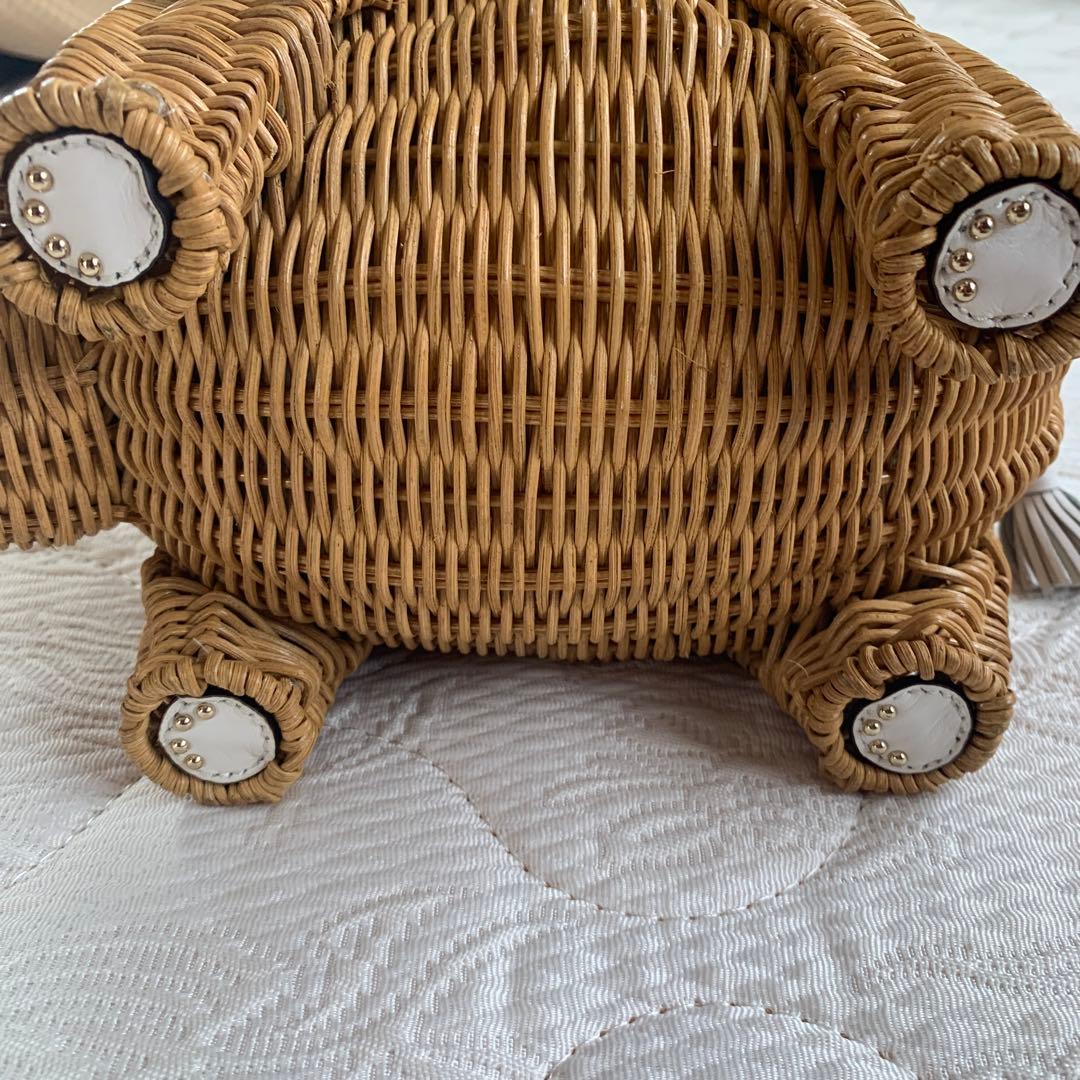 象の形 ラタン かごバッグ