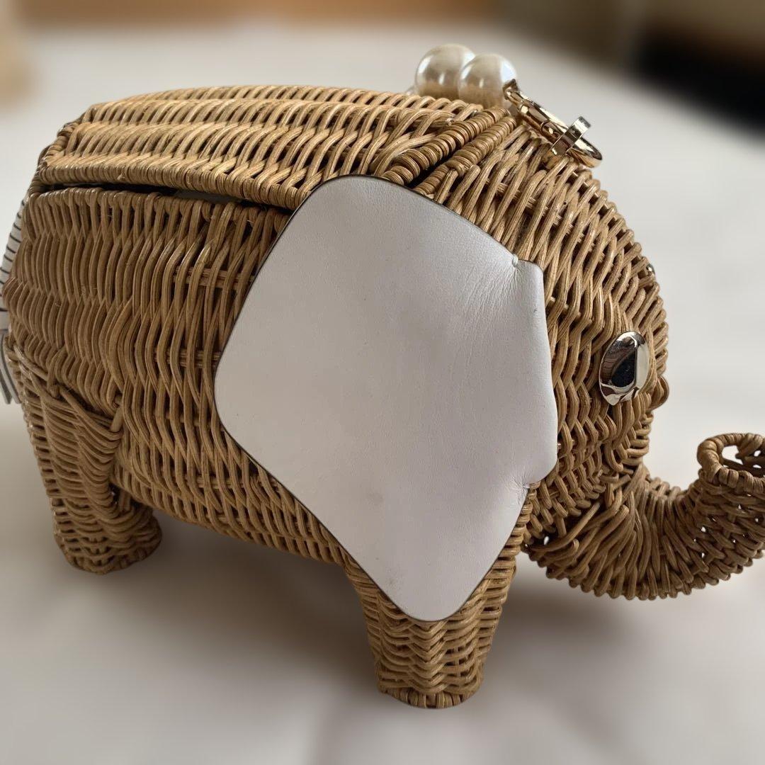 象の形 ラタン かごバッグ