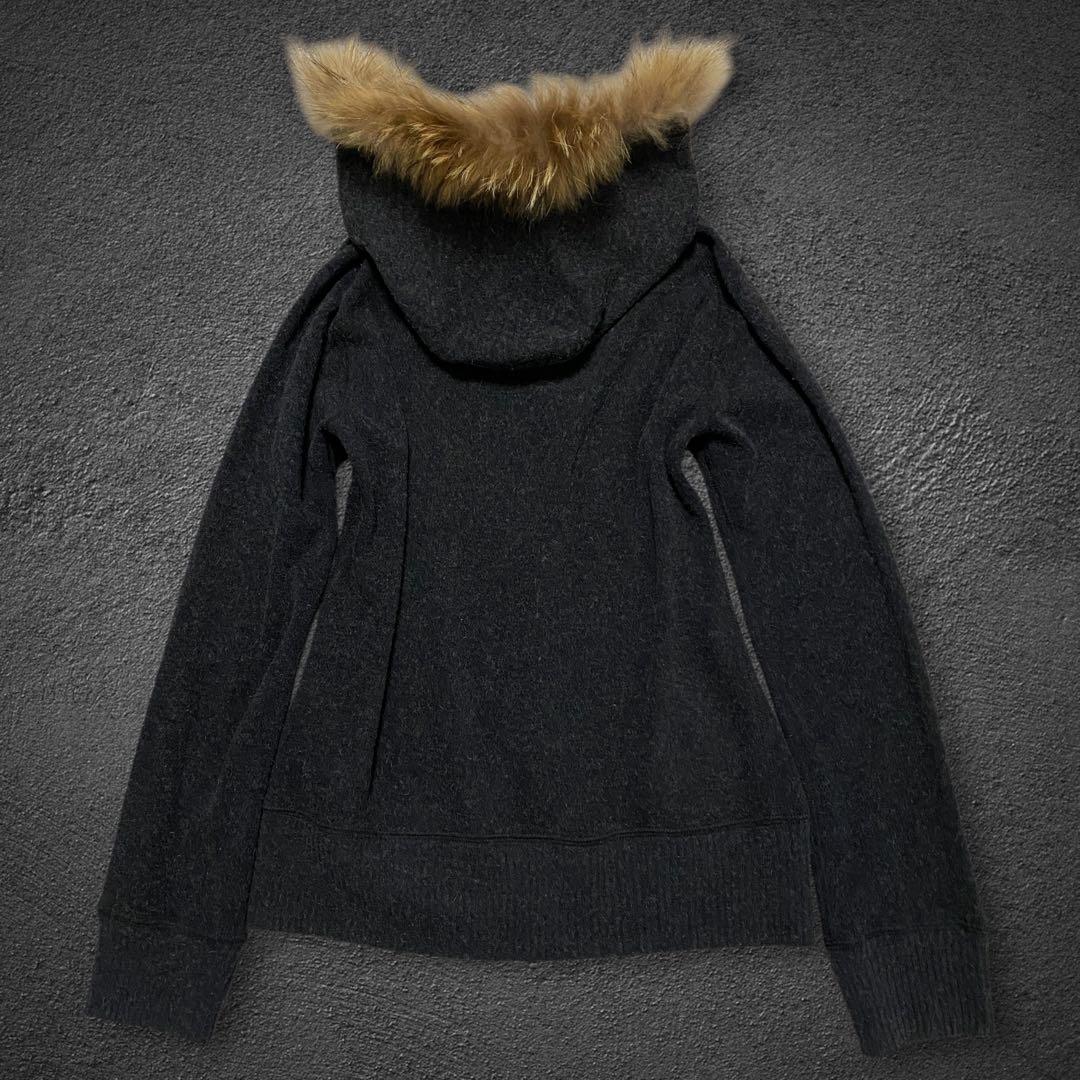 トップス goa raccoon fur zip up knit hoodie