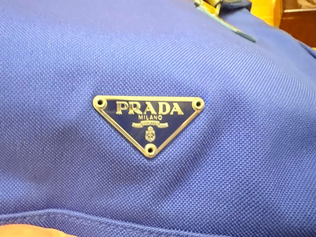 Ｒ*Ｅ様 プラダ PRADA ロゴプレート リボン トートバッグ ナイロン ブル