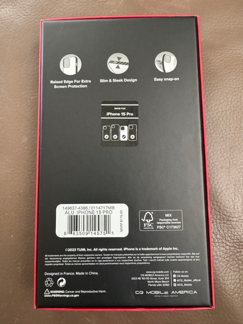 TUMI ブラック iPhone15 Pro ケース