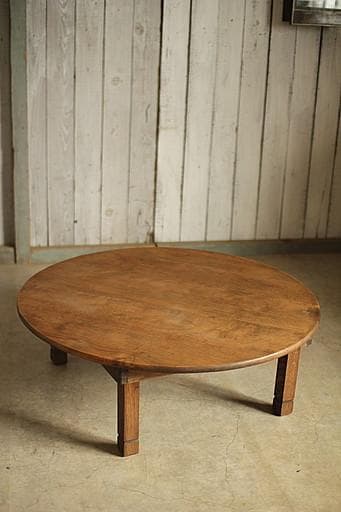 雰囲気の良い古い木製丸テーブル　ちゃぶ台　天然木　古家具　古民家　古道具