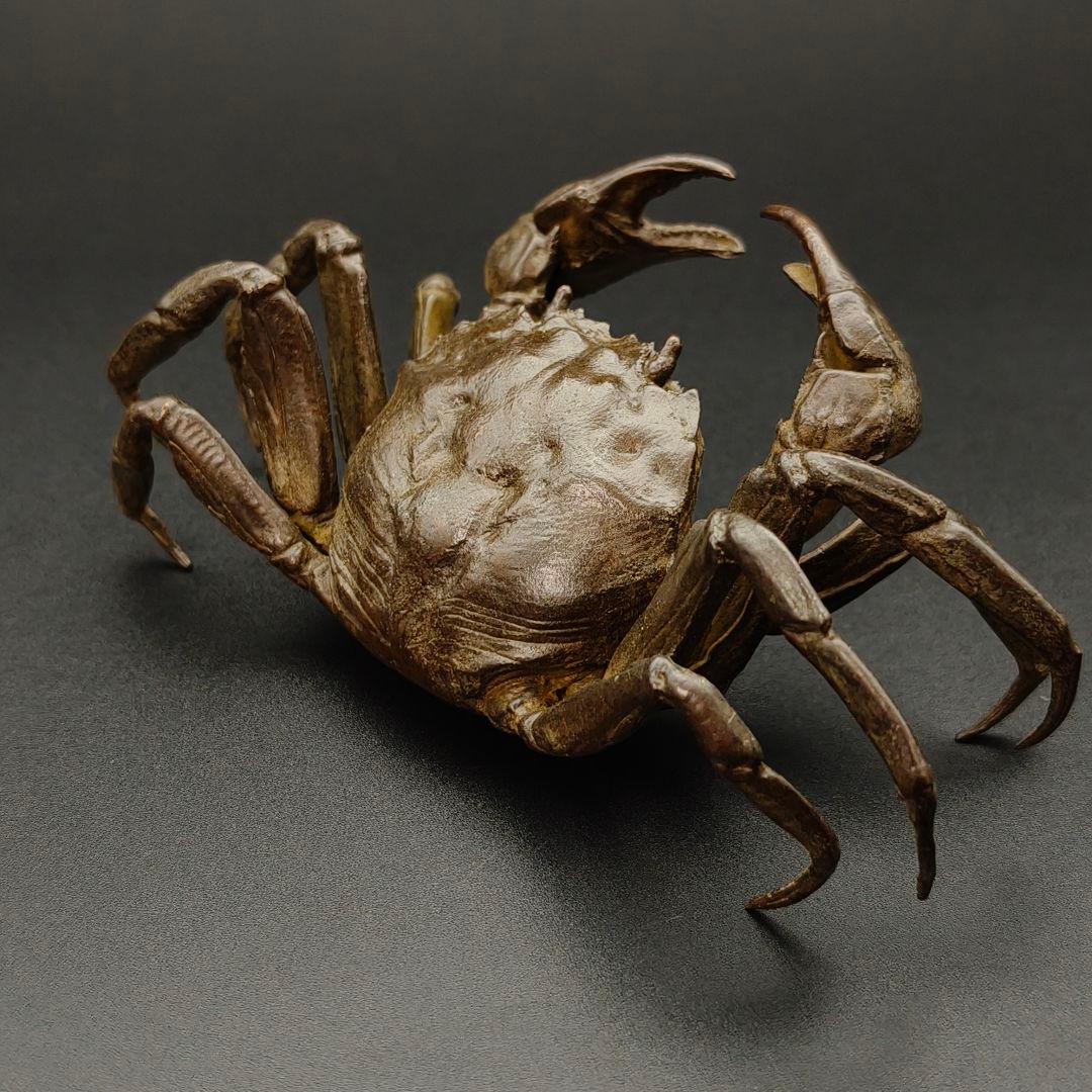 ト*ン様 年末セール　銅製置物　蟹　カニ　茶道具　雨宮宗作　刻印あり　金工品　美