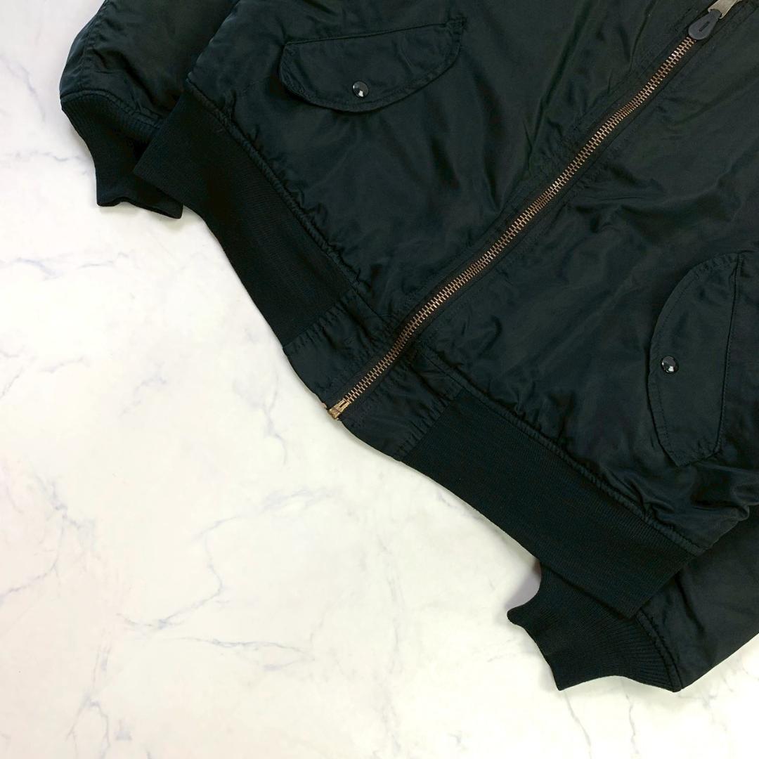 希少カラー★90s USA製 アルファ MA-1 バックロゴ 黒 XL　D258