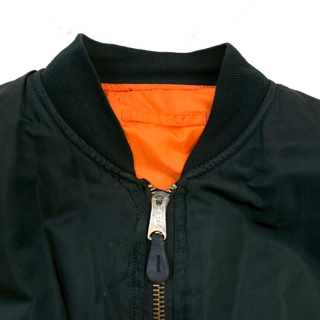 希少カラー★90s USA製 アルファ MA-1 バックロゴ 黒 XL　D258