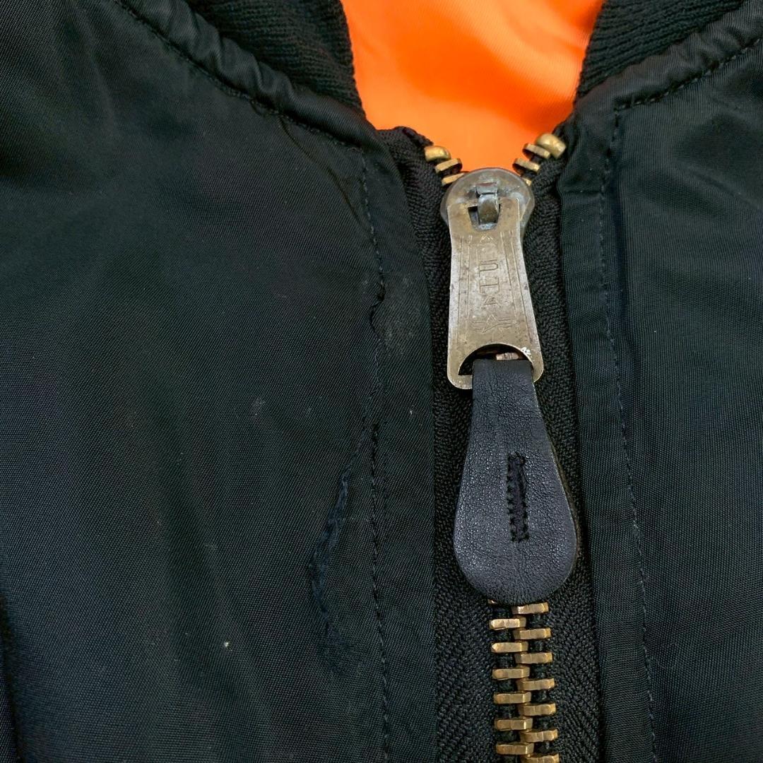 希少カラー★90s USA製 アルファ MA-1 バックロゴ 黒 XL　D258