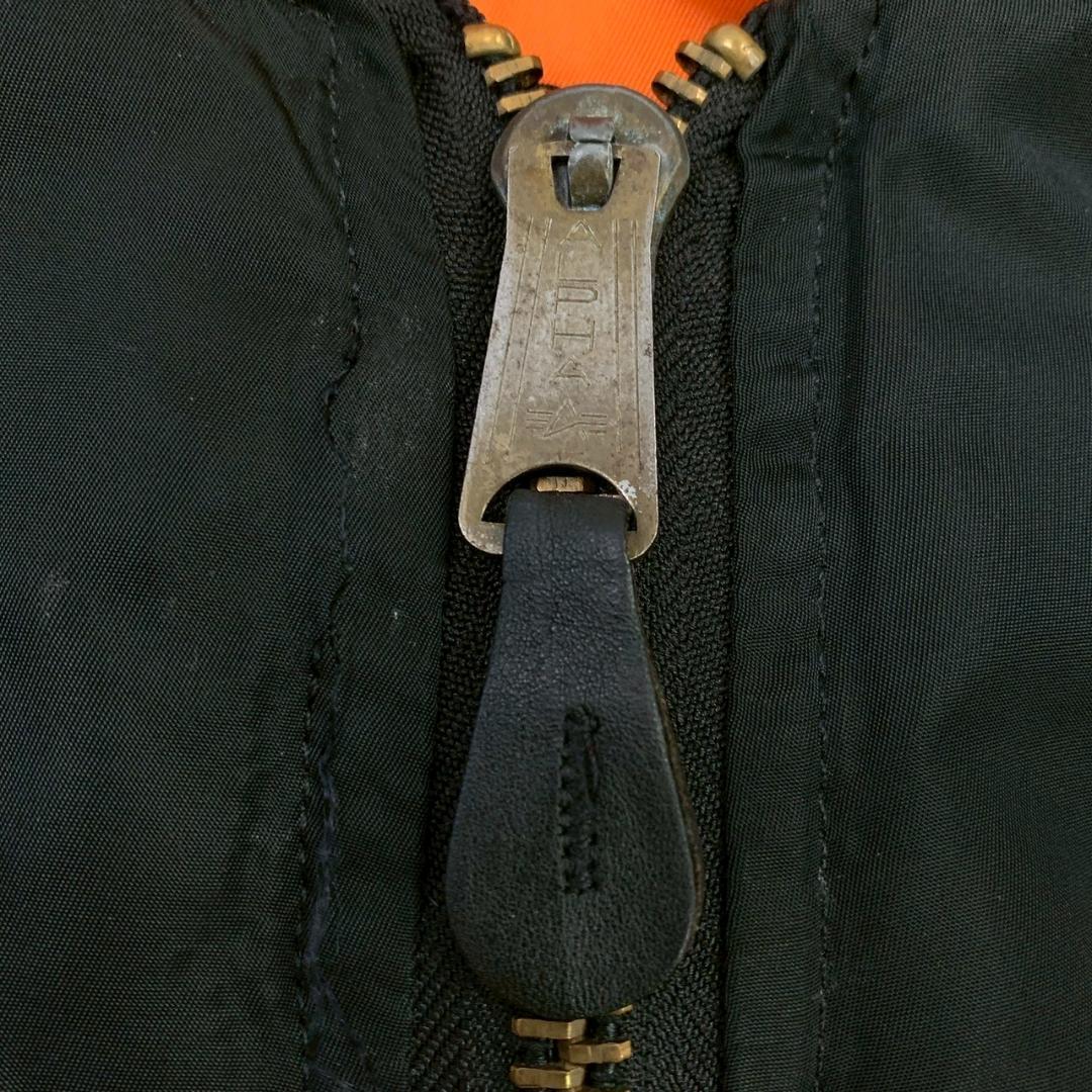 希少カラー★90s USA製 アルファ MA-1 バックロゴ 黒 XL　D258