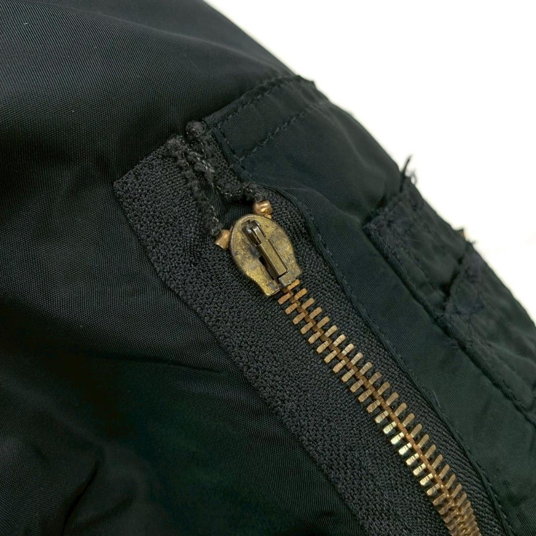 希少カラー★90s USA製 アルファ MA-1 バックロゴ 黒 XL　D258