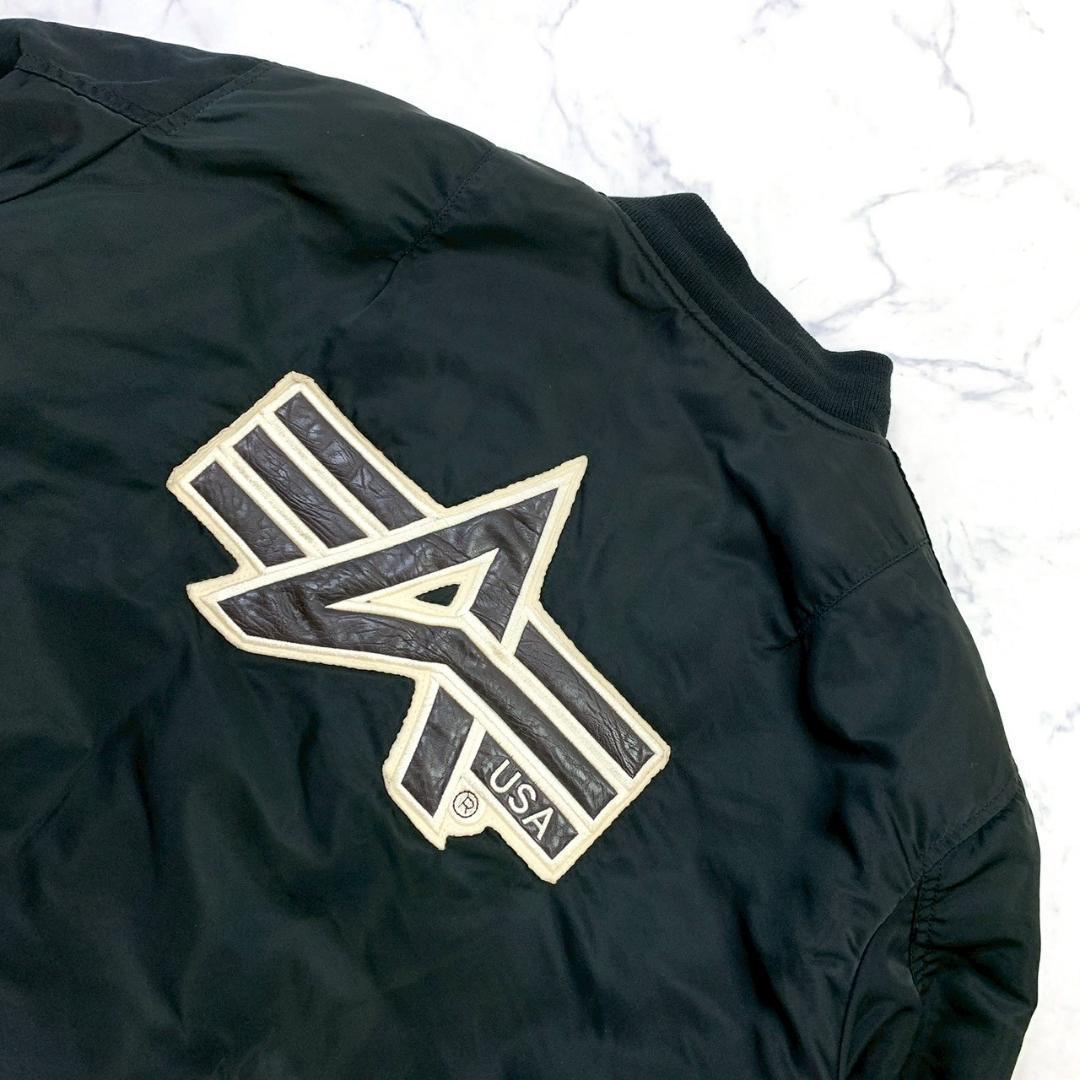 希少カラー★90s USA製 アルファ MA-1 バックロゴ 黒 XL　D258