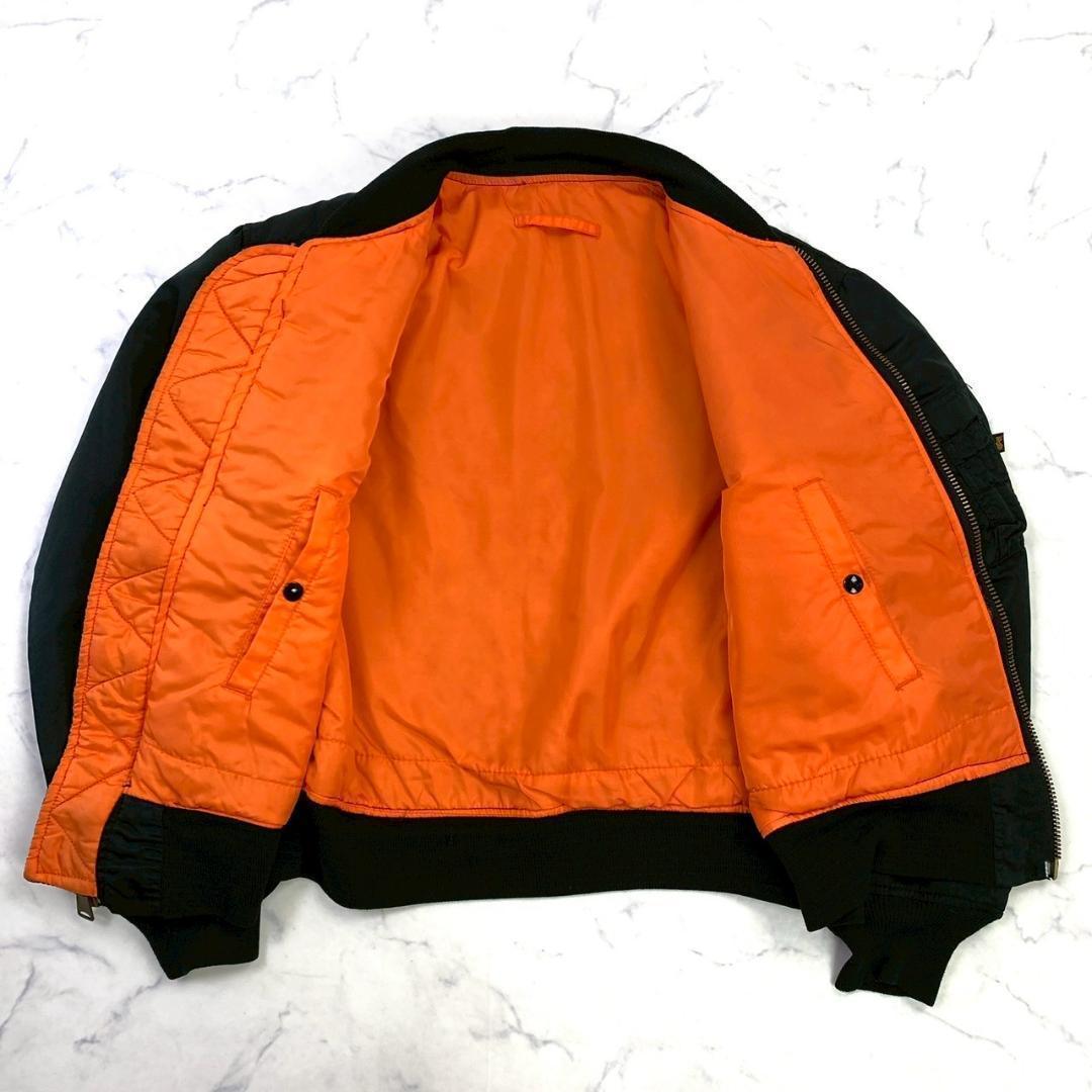希少カラー★90s USA製 アルファ MA-1 バックロゴ 黒 XL　D258