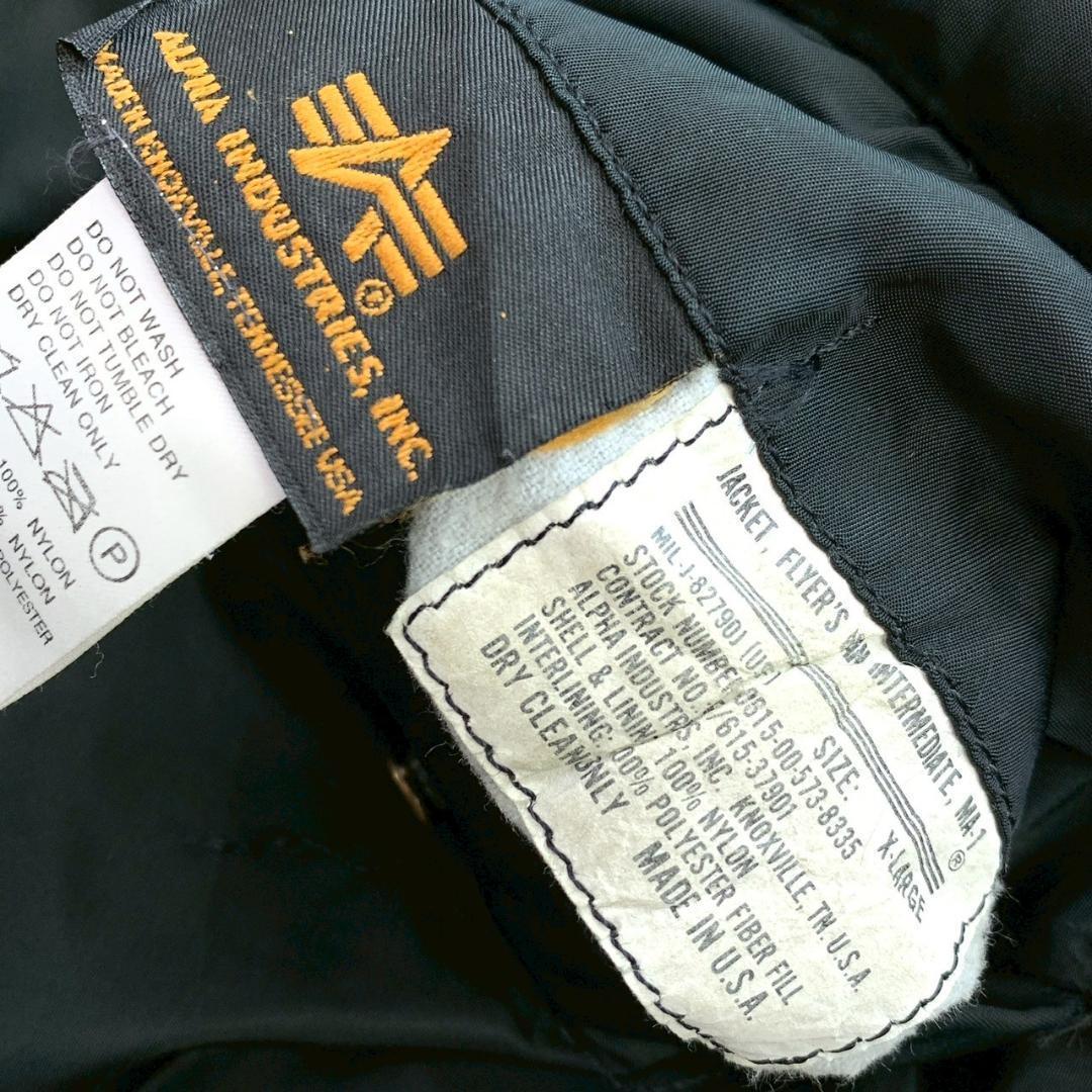 希少カラー★90s USA製 アルファ MA-1 バックロゴ 黒 XL　D258