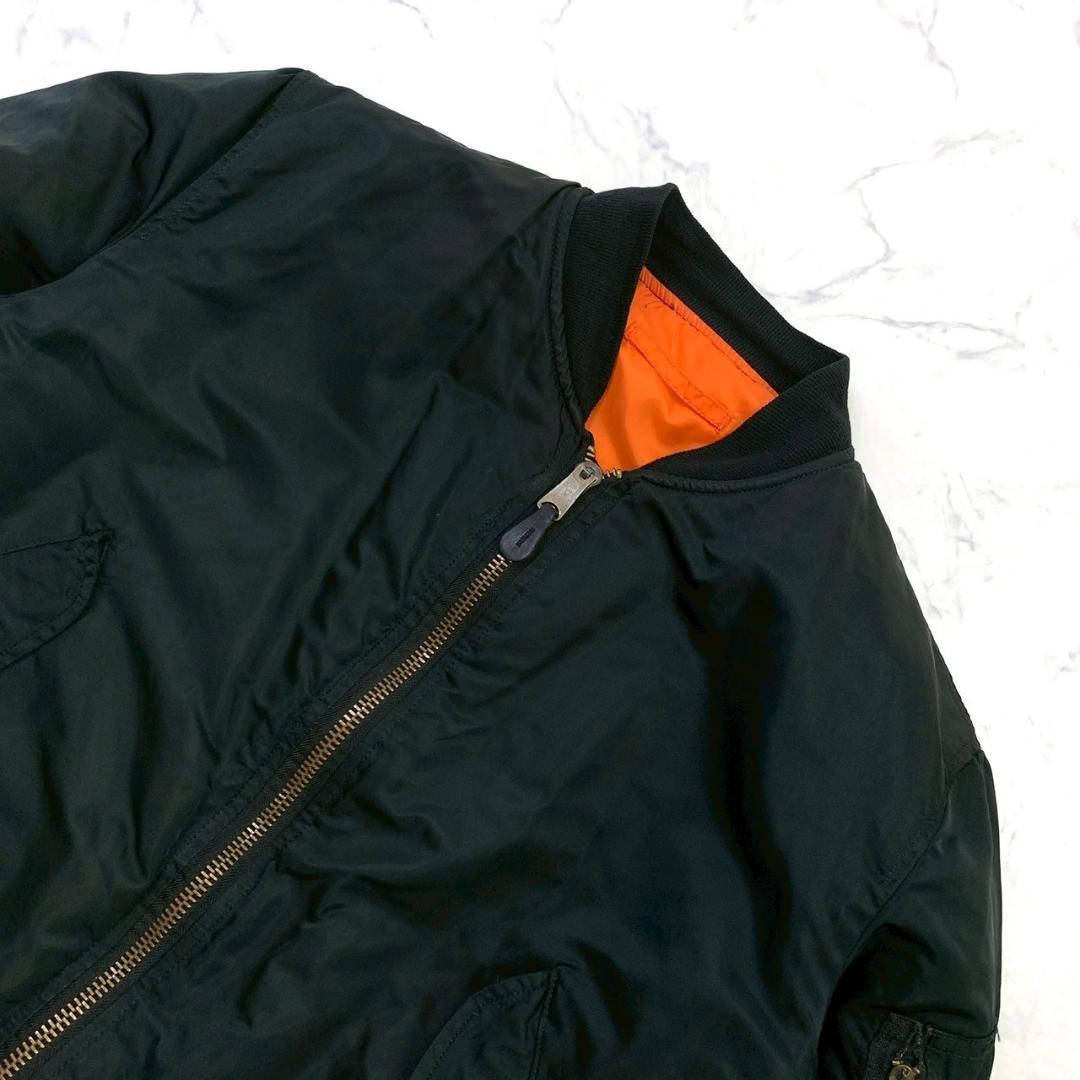 希少カラー★90s USA製 アルファ MA-1 バックロゴ 黒 XL　D258