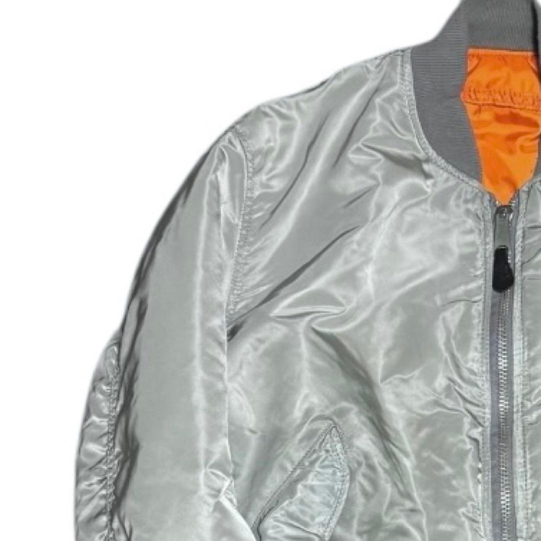 稀少色シルバー ALPHA 90s USA製 ビンテージ ボンバージャケット L