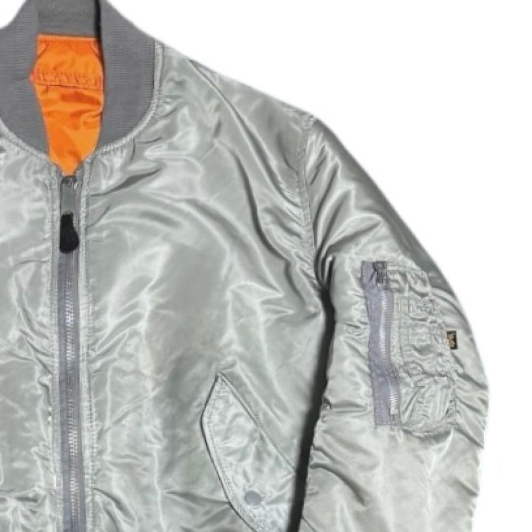 稀少色シルバー ALPHA 90s USA製 ビンテージ ボンバージャケット L