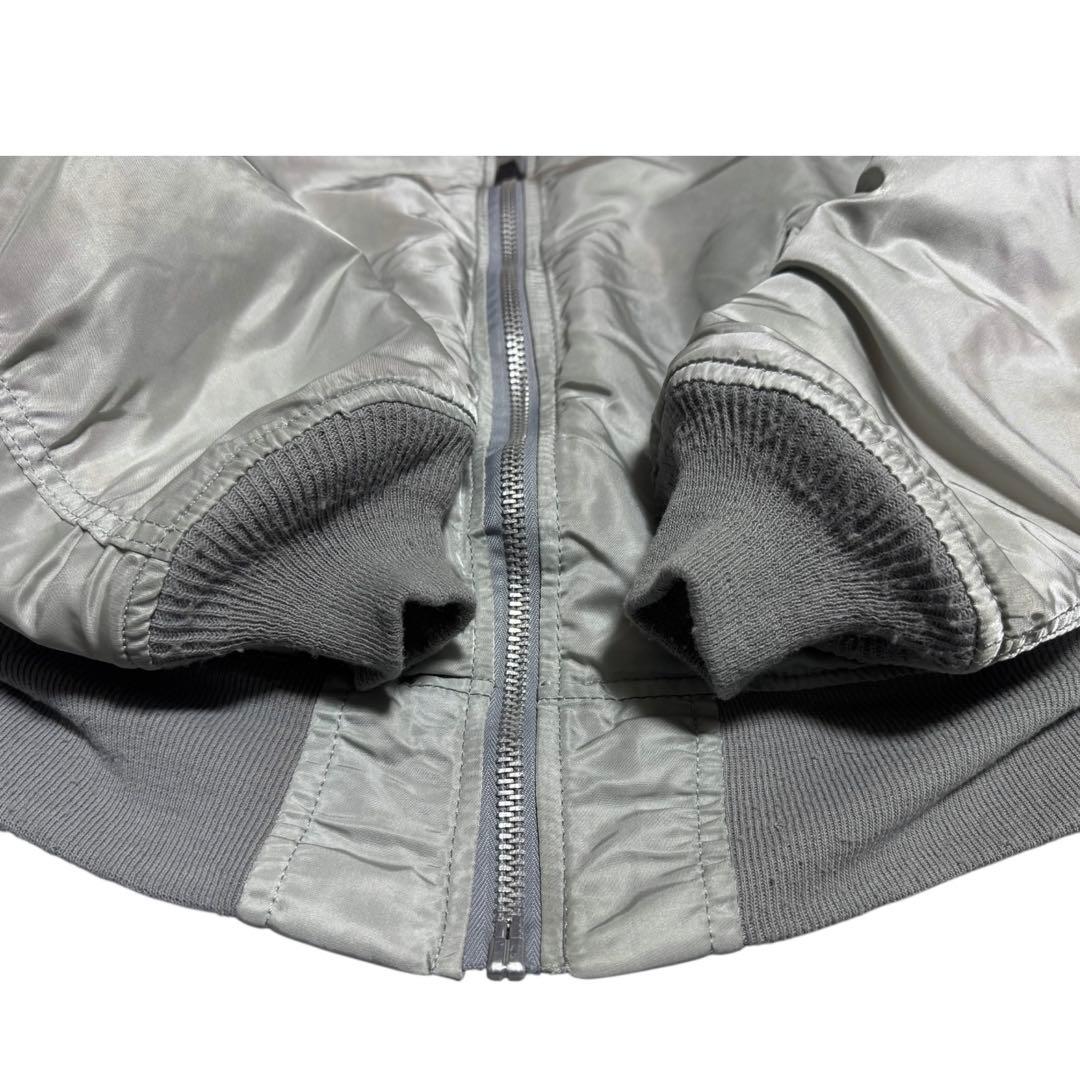 稀少色シルバー ALPHA 90s USA製 ビンテージ ボンバージャケット L