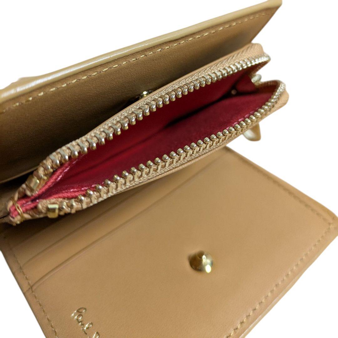 新品 ポールスミス 二つ折り財布 バニーエンボス ベージュ レディース