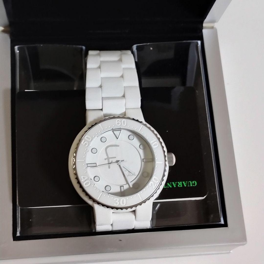 新品未使用 Falchi ホワイト セラミックアナログ腕時計