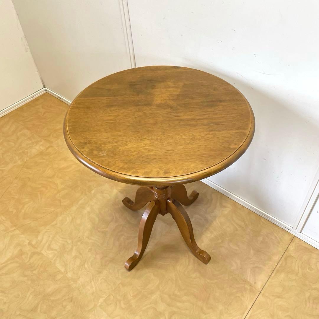 アンティーク調 丸テーブル サイドテーブル カフェテーブル 台 猫脚 木製