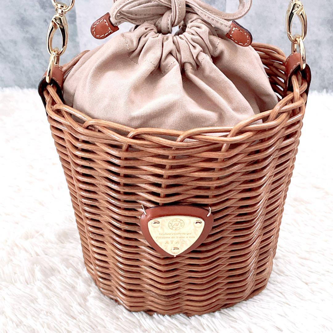 極美品✨ATAO 2WAY かごバッグ ショルダーバッグ ラビットファー付き