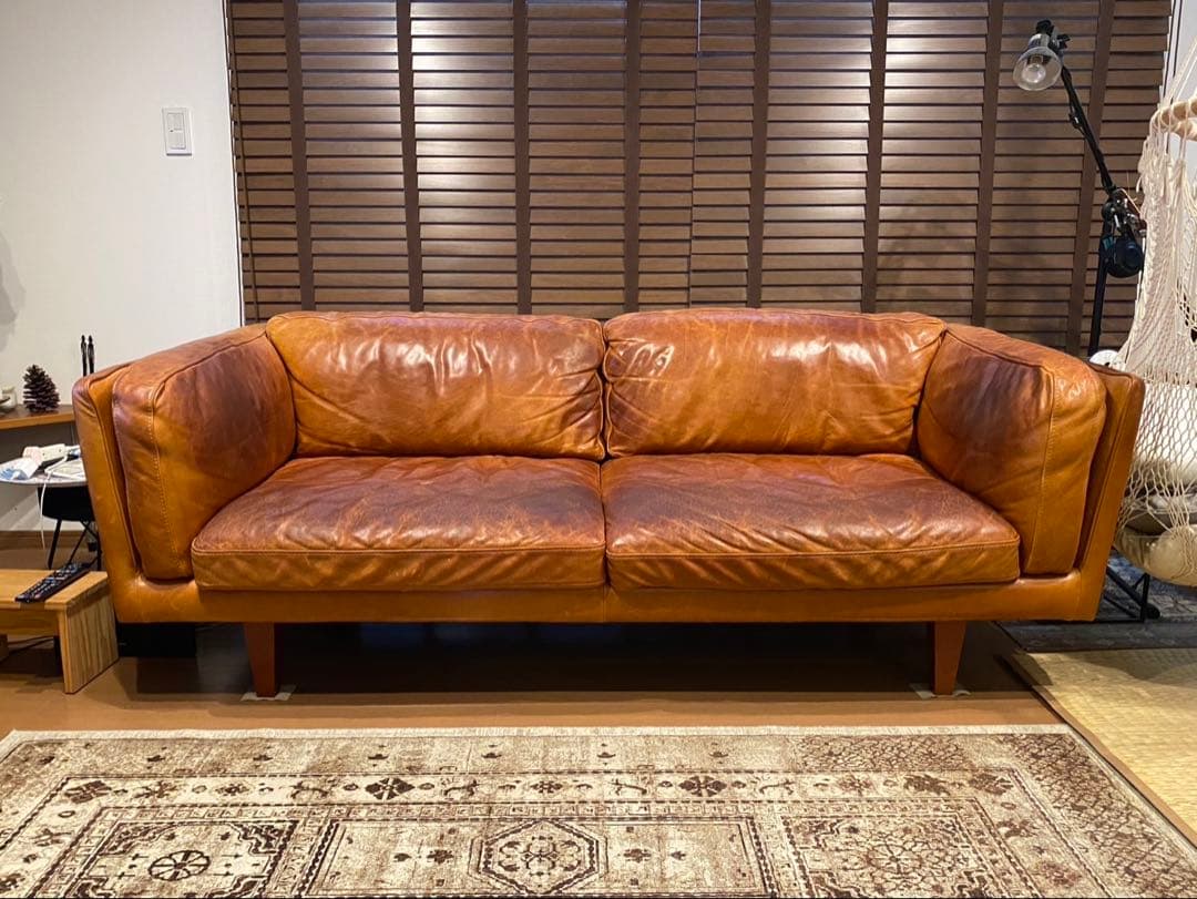 【Hiro】クラッシュゲートPUMPパンプ本革3人掛けソファー⭐︎