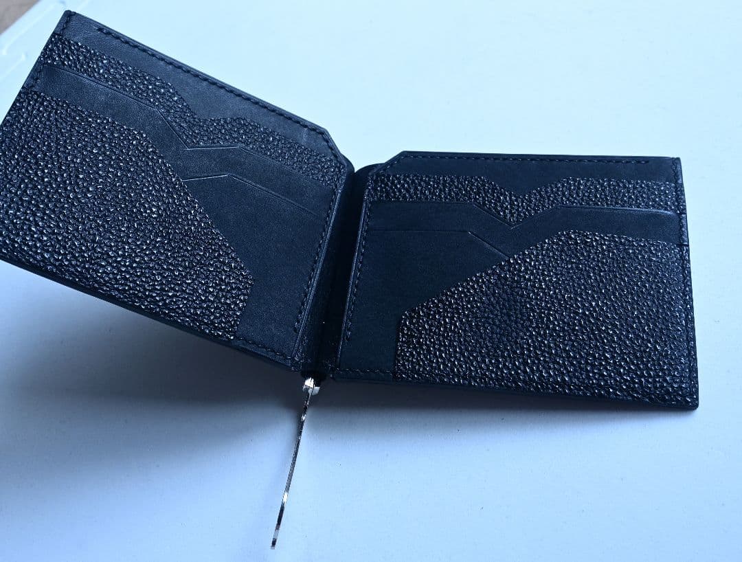 マネークリップ【黒桟革×マルゴー】　ブラック　マルゴー