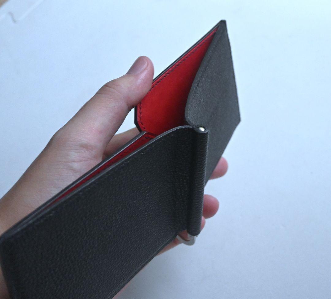 マネークリップ【黒桟革×マルゴー】　ブラック　マルゴー