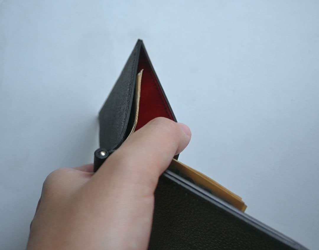 マネークリップ【黒桟革×マルゴー】　ブラック　マルゴー