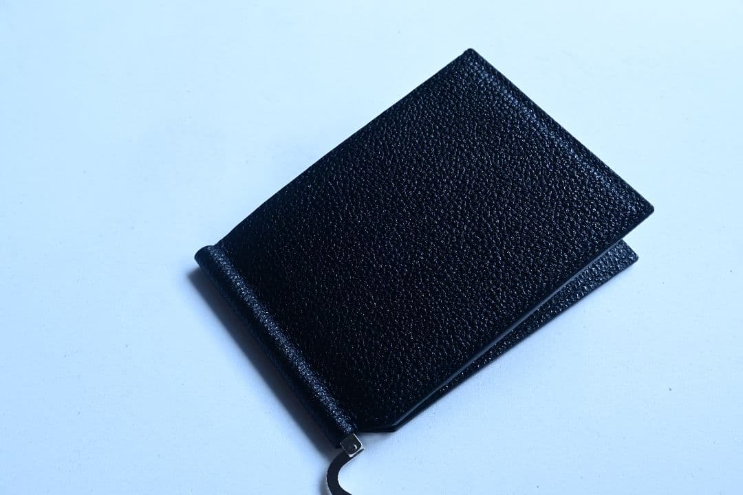 マネークリップ【黒桟革×マルゴー】　ブラック　マルゴー