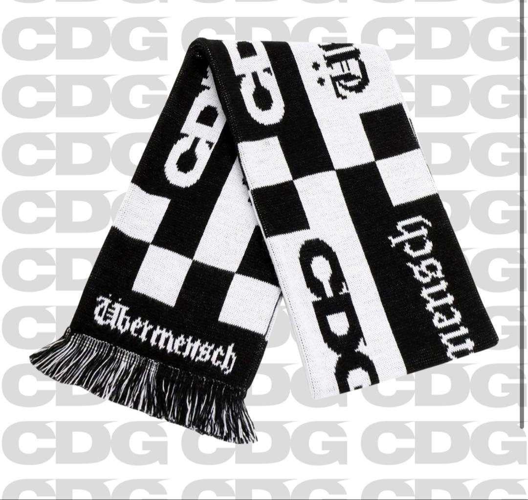 小物 CDG G-DRAGON CHECKERED STOLE WHITE BLACK