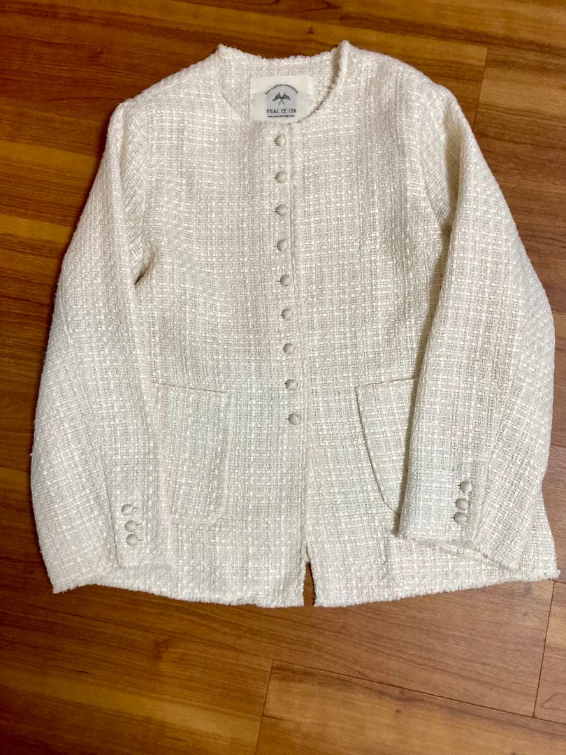 ピュアルセシンノーカラーツイードジャケット