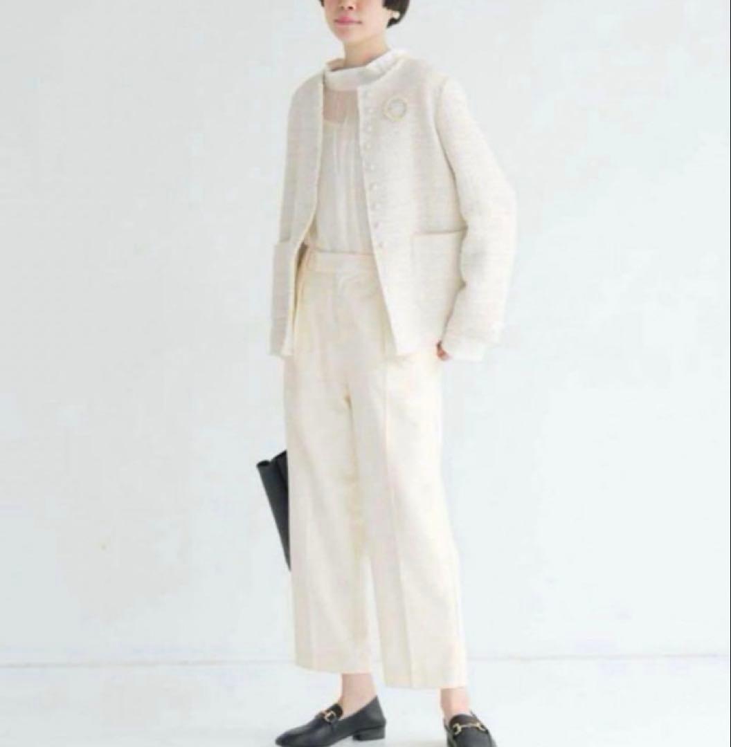 ピュアルセシンノーカラーツイードジャケット