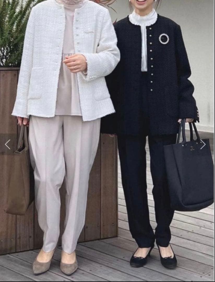 ピュアルセシンノーカラーツイードジャケット