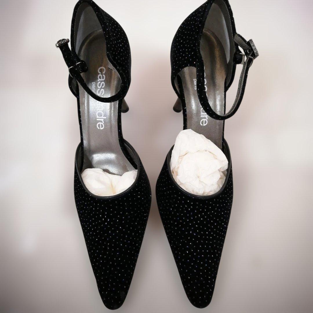 美品 社交ダンス ベロア パンプス シューズ パーティー ヒール 6052