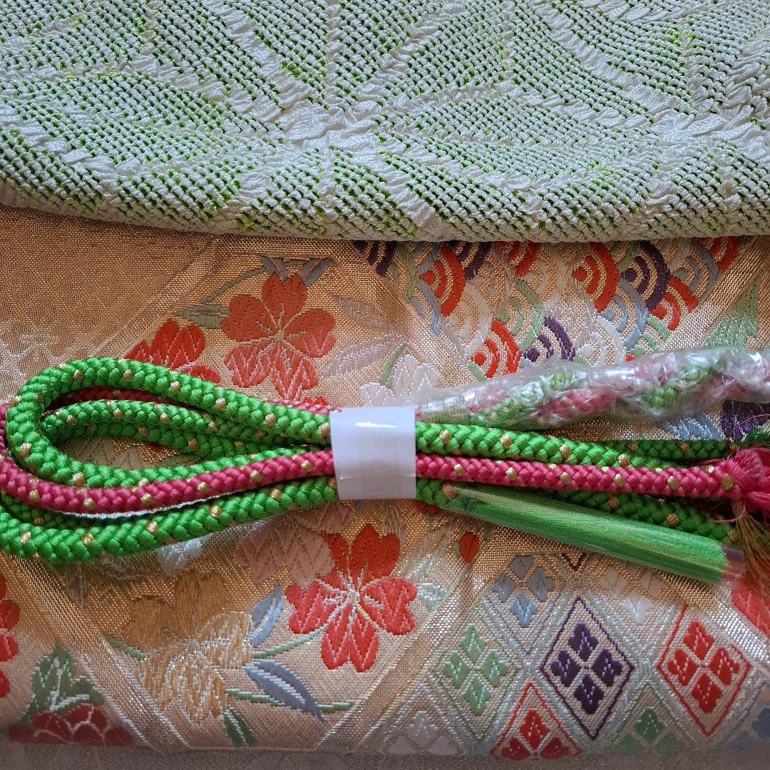 【K754】時短！ニ部式 作り帯 飾り結び 振袖⋅舞台⋅舞踊などに 　正絹