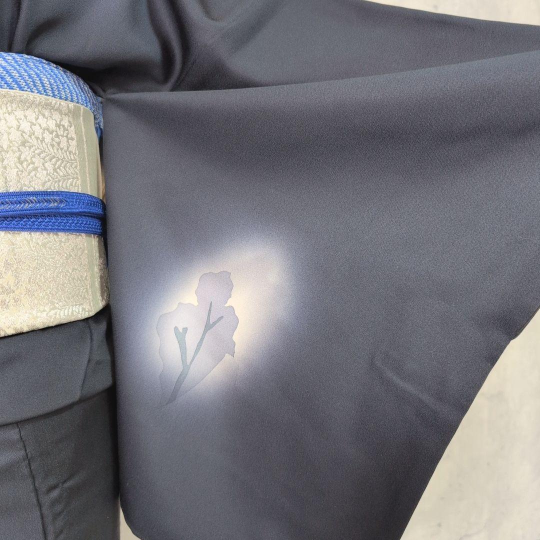 訪問着　フルセット　着物　正絹　粋　墨黒　五重塔　風景模様　かっこいい　F2