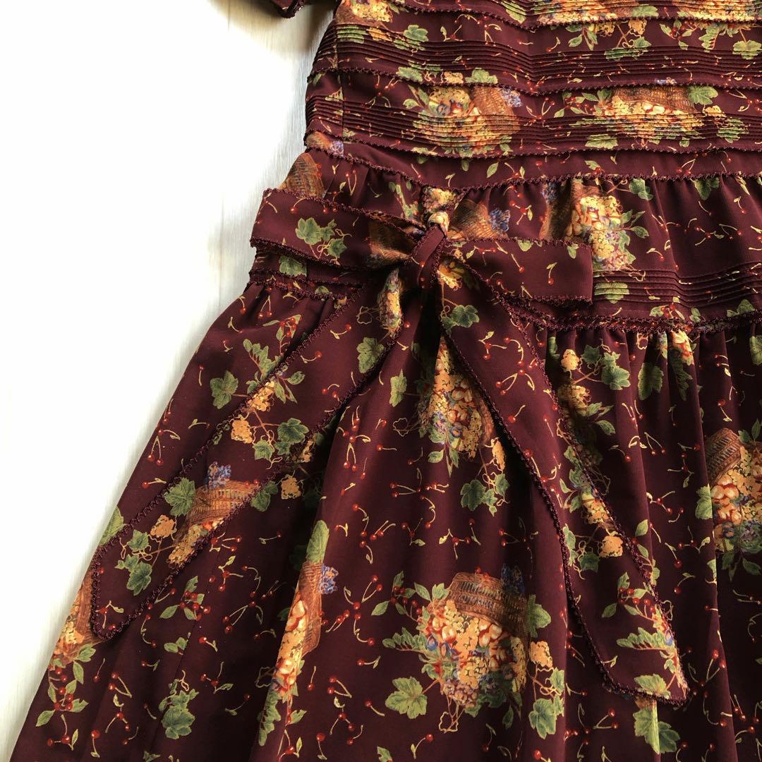 カネコイサオ フルーツバスケット チェリー ピンタック ピコレース ワンピース